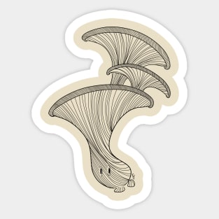 Oyster Mushroom Black Lineart Sticker